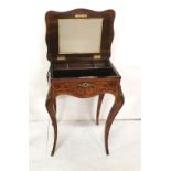 Fine 19thC Kingwood Compact Dressing Table, marquetry inlaid with rosewood, the serpentine shaped