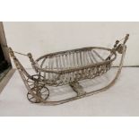 Unusual 19thC Child's Sleigh, Eastern European, with a central swinging basket supported by the main