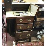 Georgian Mahogany Gents Washstand, the top opening to a washbowl well with pockets for jars, 1