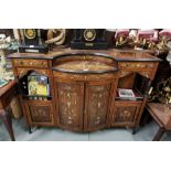 Rosewood Side Cabinet, profusely inlaid with swags and angelic figureheads, a bowfront cabinet