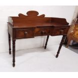 WMIV Mahogany Chamber Table, a shaped rear gallery and 3 apron drawers, on turned and reeded front