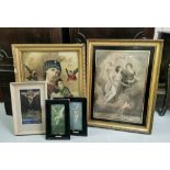 6 Pictures of Religious Interest - large Lithograph of Angels (67cm x 90cmH) (frame in very good