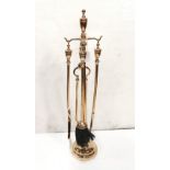 Bronze 4-piece companion set on an original stand. 68cm high, good polished condition