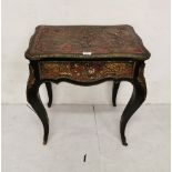 Ebonised Boulle Side Table, with heavy gilt mounts to the serpentine shaped top, on cabriole legs,