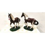 A Pair of Cast Metal Horses, nicely painted, each 30cmH