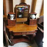 Victorian mahogany Duchesse Dressing Table, with a swivel mirror back, gallery drawers, cabriole