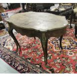 Mid-19thC French Kingwood Centre Table, a brass band to the shaped and floral inlaid table top, on 4