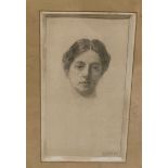 19thC Portrait Sketch of a Female Head, signed 19.ROM.02, 15cm x 9cm, cream mount, in a gold frame