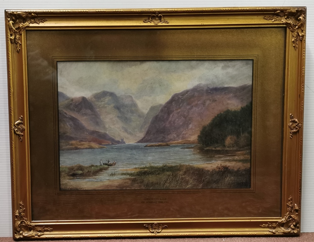 ALEXANDER WILLIAMS RHA (1846-1930), “Glenveigh Lake”, Co. Donegal, Watercolour (signed by artist, - Image 2 of 3