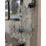 Waterford Cut Crystal Chandelier, Lismore design, with 5 arms, lustre drops, 40cmW x 55cmH. (