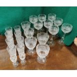 Collection Stuart Crystal Glass Ware – set of 8 tall wine glasses, 5 red wine, 8 tumblers, 7