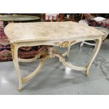 Yellow and Shaped Marble Top Coffee Table, on a cream base (slightly incorrect size), measure