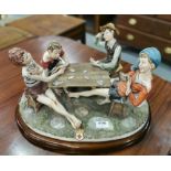 Large Capodimonte Table Group “Cortese” No. 333, Card Players, 55cmW x 34cmD x 30cmH