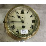 Brass Framed Old Ships Mantle Clock, roman numerals, key winding, 25cm dia