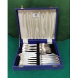 6 Place Setting of decorative EPNS Fish Knife and Forks, in a blue canteen (12)