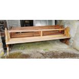 4 Large Old Pitch Pine Church Pews (from Moneygall R.C. Church), each 2.75m (9ft) long (worn
