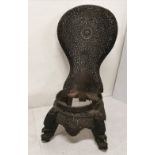 19thC Anglo-Indian intricately carved hardwood Chair, the shaped back fully carved with floral and