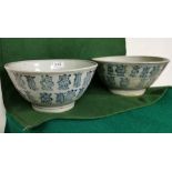 Two Similar Asian Blue and White Bowls, possibly 18thC (2) (both 26cm Dia x 12.5cmH)