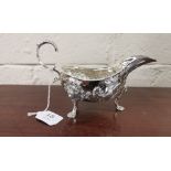 Irish Silver Sauce Boat, 22cmW x 11cmH, by Alwright & Marshal, dated 1976, (253 grams), ornately
