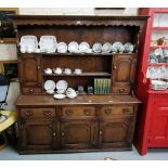 Oak Kitchen Dresser, in the Welsh Style, open shelves over a 3 drawer and 3 door base below,