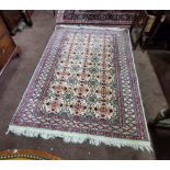 Gold ground Turkish Ericka full pile wool Rug with an all-over floral pattern, vintage era, full