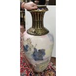 Early 20thC Tall Continental Porcelain Floor Vase, transfer decorated with a figure of a reclining