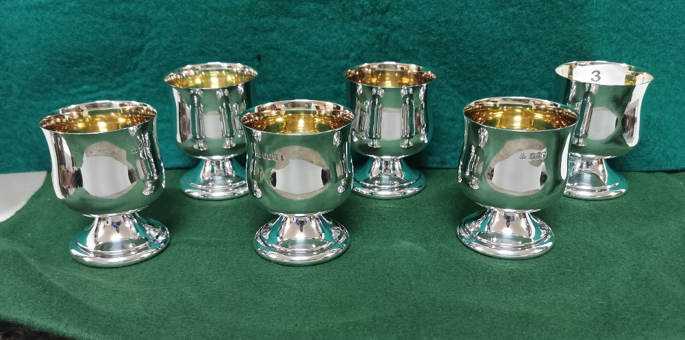 Matching Set of 6 Irish Silver Wine Goblets, each 8cmH x 7cm dia, by Alwright & Marshall (750