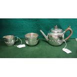 Three Piece London Silver Victorian Tea Service of small proportions, comprising of a Teapot,