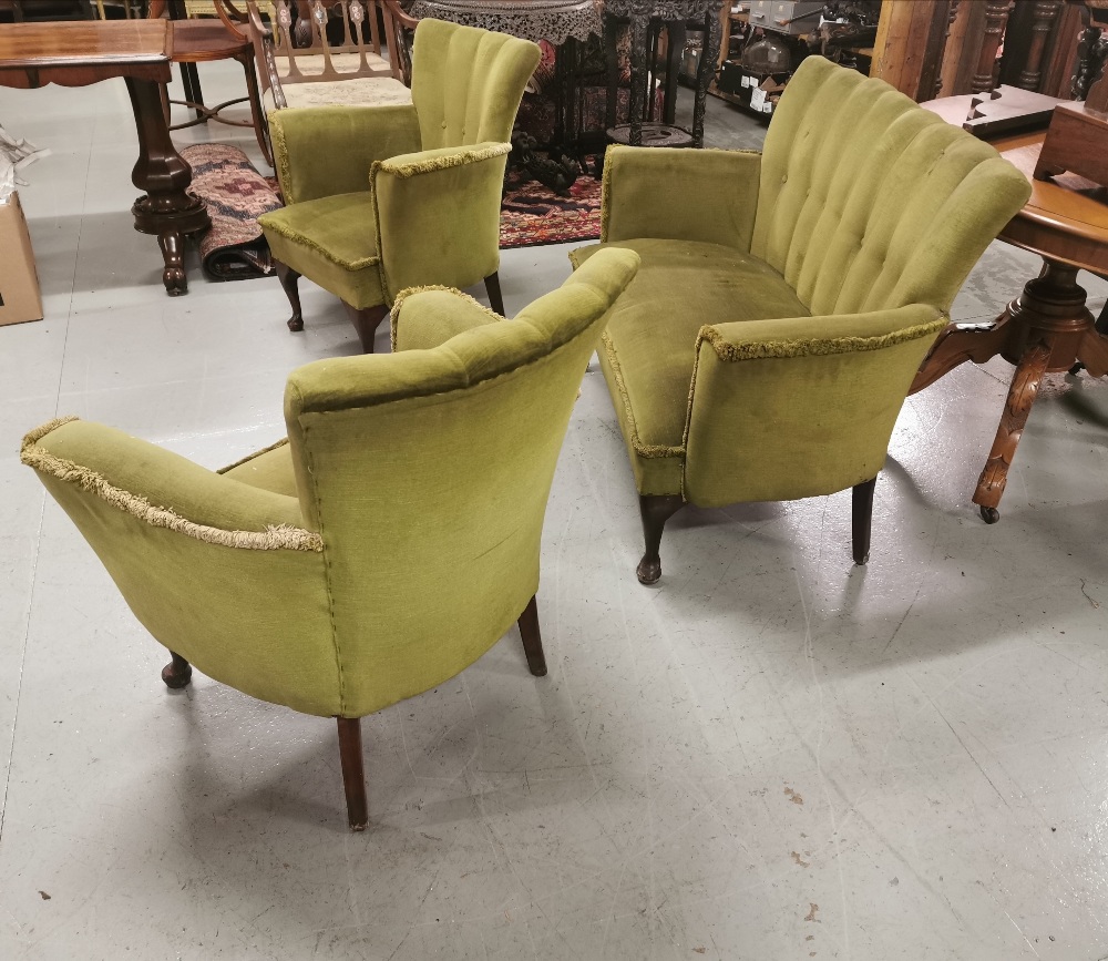 3 Piece 1960’s Sitting Room Suite including a 2 seater settee and a pair of armchairs, pad feet - Image 2 of 2