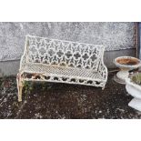 19thC Cast Iron Garden Bench with honeycomb patterned back and seat (side leg frame replaced and