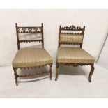 Two similar mid 19thC low-sized gilt Salon Chairs, both featuring polychrome decoration, (both about