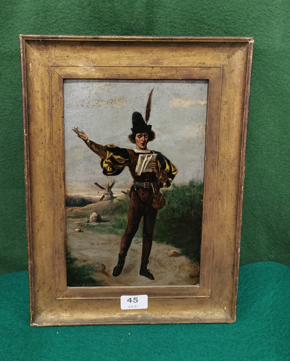 19thc Dutch Oil Painting on Tin “The Orator”, 29 x 19cm, in a gold frame