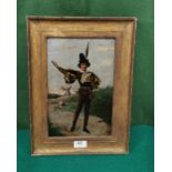 19thc Dutch Oil Painting on Tin “The Orator”, 29 x 19cm, in a gold frame
