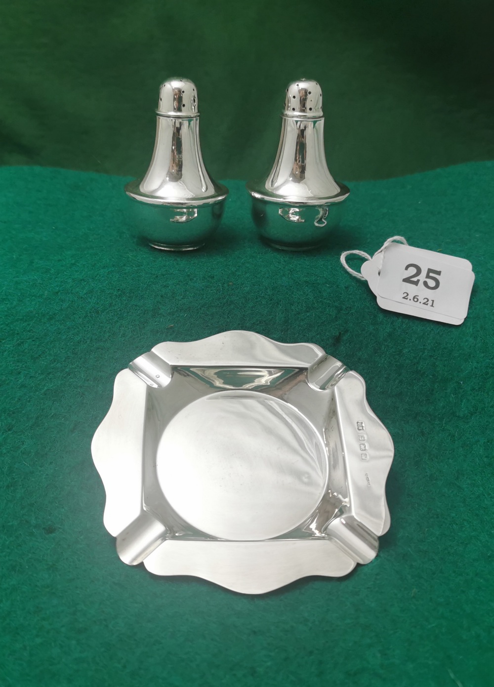 A Pair of Birmingham Solid Silver Pepper Pots, stamped JC Ltd, Patent 325841, 1937 & a Birmingham