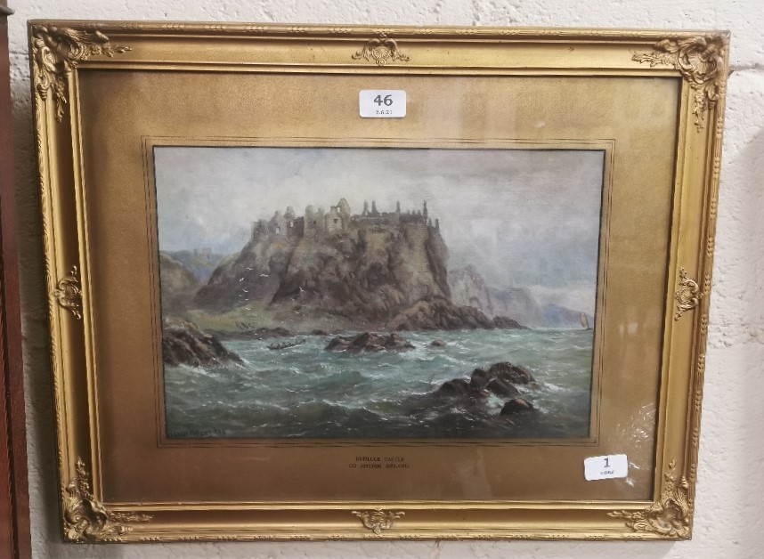 ALEXANDER WILLIAMS RHA (1846-1930), “Dunluce Castle”, Co. Antrim, Watercolour (signed by artist, - Bild 2 aus 2