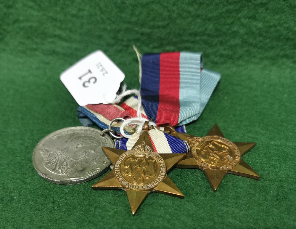 Two Copper WWII “Star” Gallantry Medals (France and Germany) and a King Edward VIII Coronation Medal