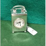 London Silver Cased Carriage Clock, dated 1942, stamped Webster, 60 Piccadilly W8.5cmH x 5.8cmW,