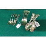 Set of 6 Kings Pattern Sheffield Solid Silver Dessert Spoons and a Matching Set of 4 Dessert Forks