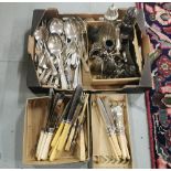 Group of various pieces of cutlery – bone handled knives, fish forks etc