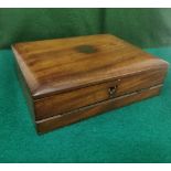 Antique Mahogany Writing Box, with folding slope and pen compartment, 27cmW