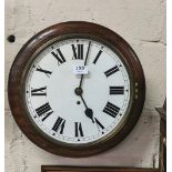 Fusee Movement Wall Clock, in a circular mahogany frame, 38cm dia.