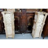Pair of Indonesian Garden Figures – a man and a woman in prayerful poise, each 1mH