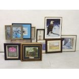 13 x framed Prints of various subjects – floral, Bird of Prey, after Constable etc (13)