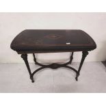 Mid 19thC ebonised Continental Foldover Games Table, with burr walnut crossbanding and brass