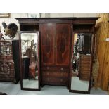 Large Edw. Mahogany Wardrobe – 2 mirror doors at either side (with hanging rails), the central two