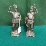 Pair of Plated Centurion Figurines (plate worn), each 21cmH