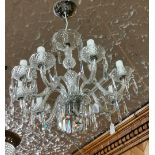 Fine Cut Glass Chandelier (similar to Waterford Crystal), with 12 conical shaped branches and