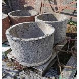 Matching Pair large Circular Concrete Flower Pots, each 72cm Dia (grey)
