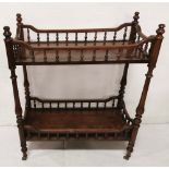 Mahogany 2-Tier slender and low Dumbwaiter/Drinks Trolley, baluster shaped gallery, on brass cup