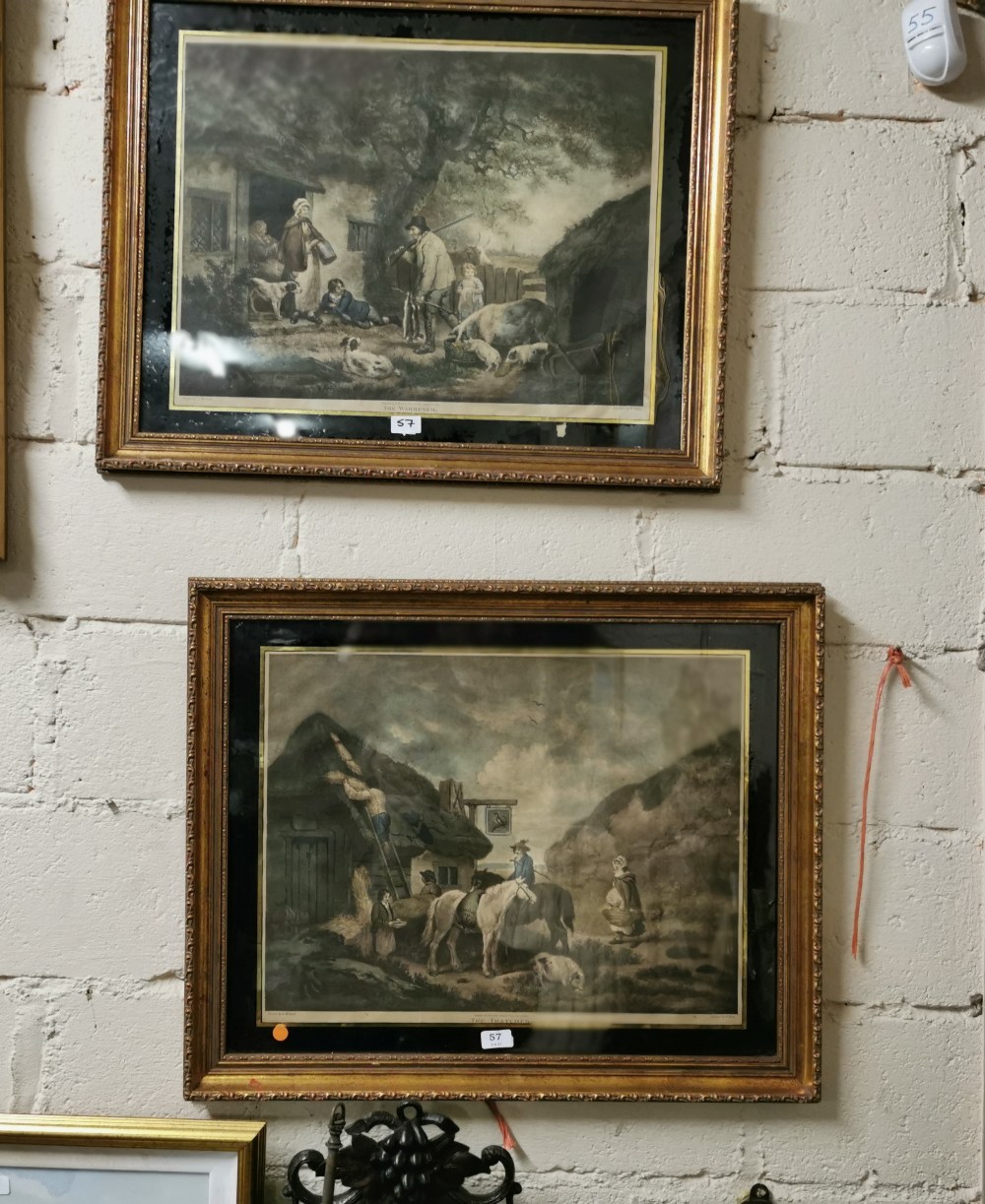 Pair of 19thC Moreland Lithographs – Farmyard Scenes (The Warrener & The Thatcher) engraved by W. - Bild 2 aus 2